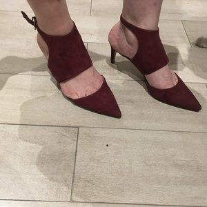 Nine West Women's 8.5, 2.5" Heels, Wine Red suede